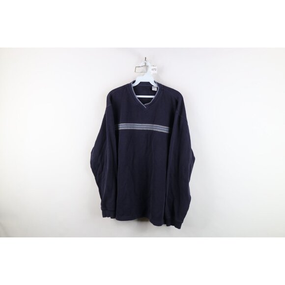 Vintage 90s Y2K Streetwear Mens Large Striped Ribbed Knit Long Sleeve T-Shirt - Picture 1 of 12